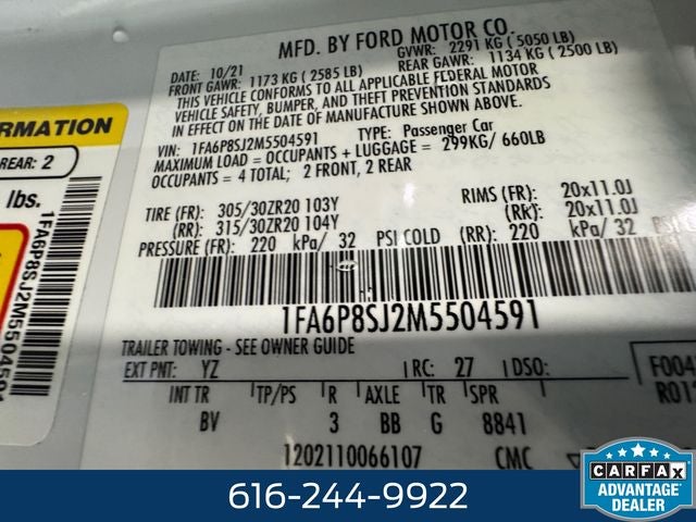 2021 Ford Mustang Shelby GT500 5.2 Liter V8 2D Coupe Automatic