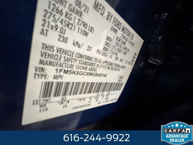 2021 Ford Explorer ST 3.0 Liter V6 EcoBoost 4WD