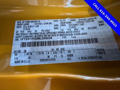 2021 Ford Ranger XLT 2.3 Liter EcoBoost Turbocharged Super Cab 4WD