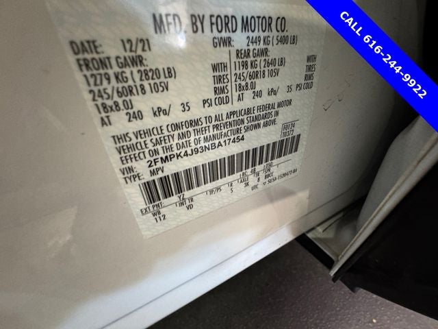 2022 Ford Edge SEL 2.0 Liter EcoBoost Turbocharged AWD Leather Seatin