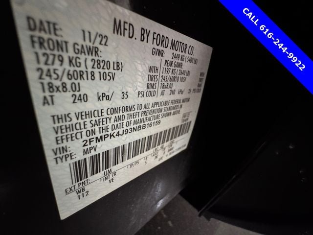 2022 Ford Edge SEL 2.0 Liter EcoBoost Turbocharged AWD Leather Seatin