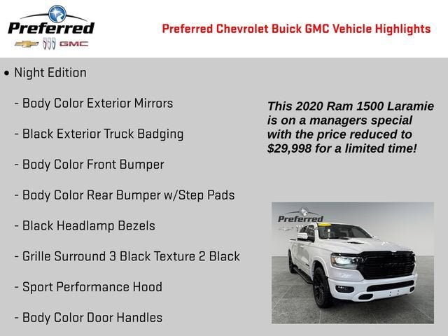 2020 RAM 1500 Laramie Crew Cab 4x2 5'7" Box