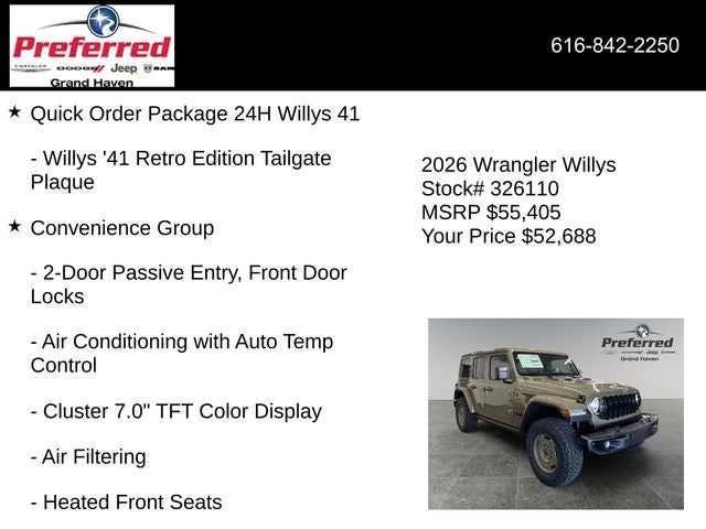 2026 Jeep Wrangler WRANGLER 4-DOOR WILLYS '41