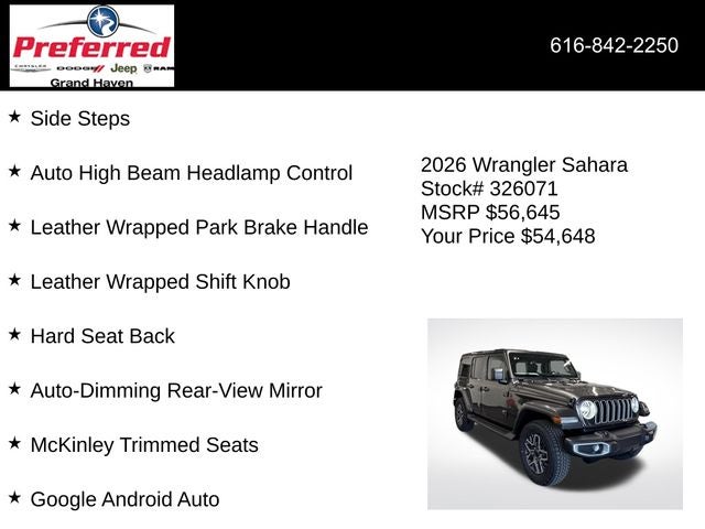 2026 Jeep Wrangler WRANGLER 4-DOOR SAHARA