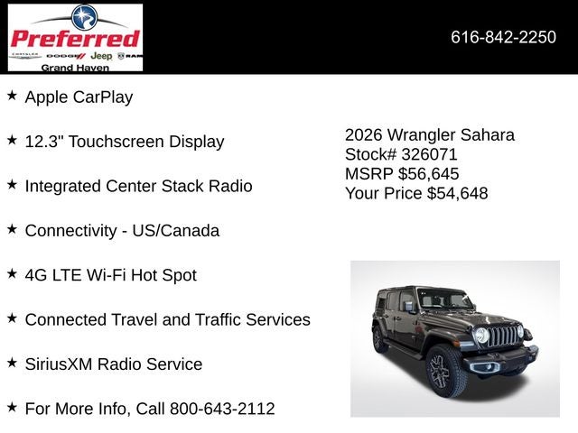 2026 Jeep Wrangler WRANGLER 4-DOOR SAHARA