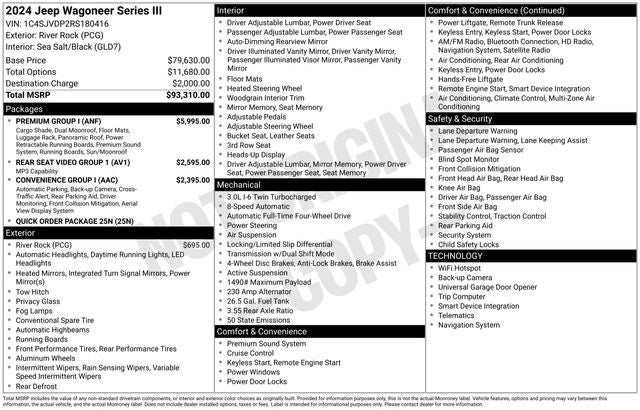 2024 Jeep Wagoneer Series III 3.0 Liter I6 4WD