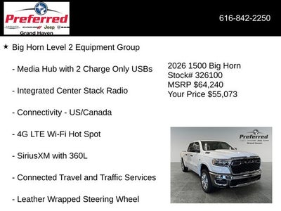 2026 RAM Ram 1500 RAM 1500 BIG HORN CREW CAB 4X4 5'7' BOX