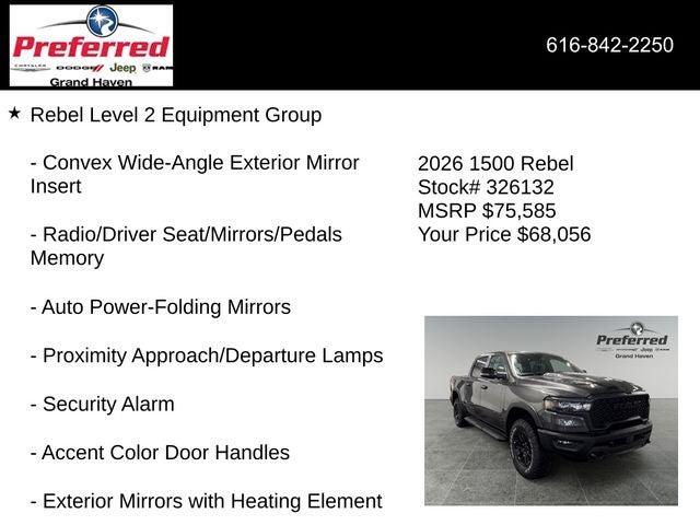 2026 RAM Ram 1500 RAM 1500 REBEL CREW CAB 4X4 5'7' BOX