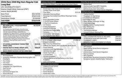 2026 RAM Ram 2500 RAM 2500 BIG HORN REGULAR CAB 4X4 8' BOX