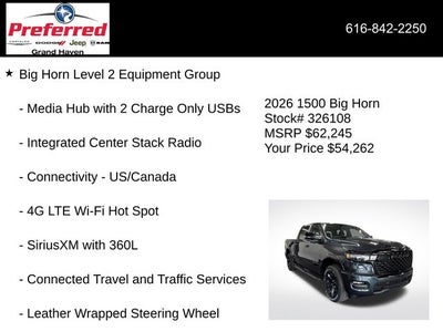 2026 RAM Ram 1500 RAM 1500 BIG HORN CREW CAB 4X4 5'7' BOX