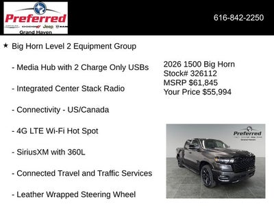 2026 RAM Ram 1500 RAM 1500 BIG HORN CREW CAB 4X4 5'7' BOX